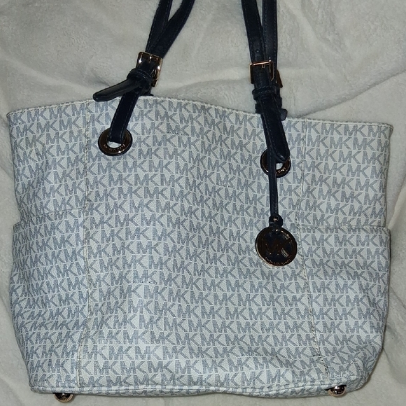 Michael Kors Handbags - Michael Kors Navy and White Monogram Tote